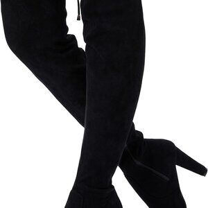 Women's Thigh High Over The Knee Boots Suede Fashion Long 3.5 Inch Heel Boots wi